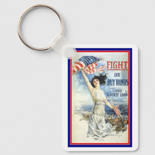  patriottische vrouw met Amerikaanse vlag Poster A Sleutelhanger (Voorkant)