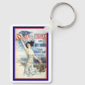  patriottische vrouw met Amerikaanse vlag Poster A Sleutelhanger (Achterkant)
