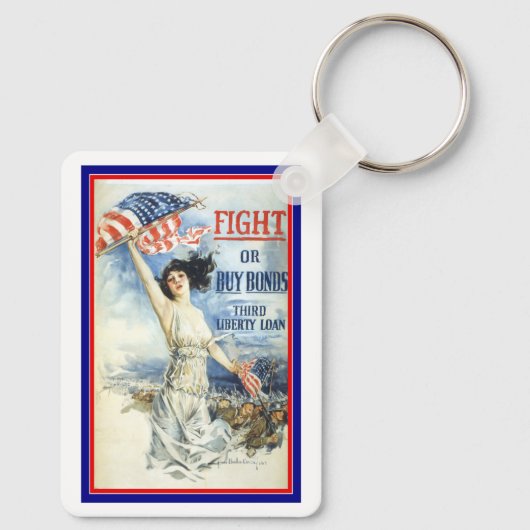  patriottische vrouw met Amerikaanse vlag Poster A Sleutelhanger (Achterkant)