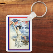 patriottische vrouw met Amerikaanse vlag Poster A Sleutelhanger (Achterkant)