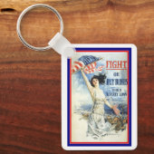  patriottische vrouw met Amerikaanse vlag Poster A Sleutelhanger (Voorkant)