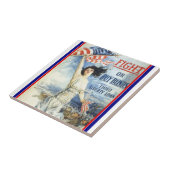  patriottische vrouw met Amerikaanse vlag Poster A Tegeltje (Zijkant)