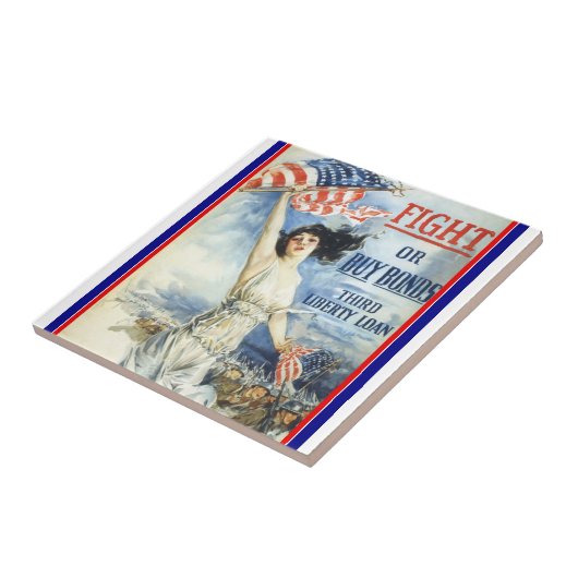  patriottische vrouw met Amerikaanse vlag Poster A Tegeltje (Zijkant)