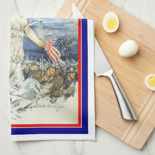  patriottische vrouw met Amerikaanse vlag Poster A Theedoek (Quarter Fold)