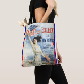  patriottische vrouw met Amerikaanse vlag Poster A Tote Bag (Dichtbij)