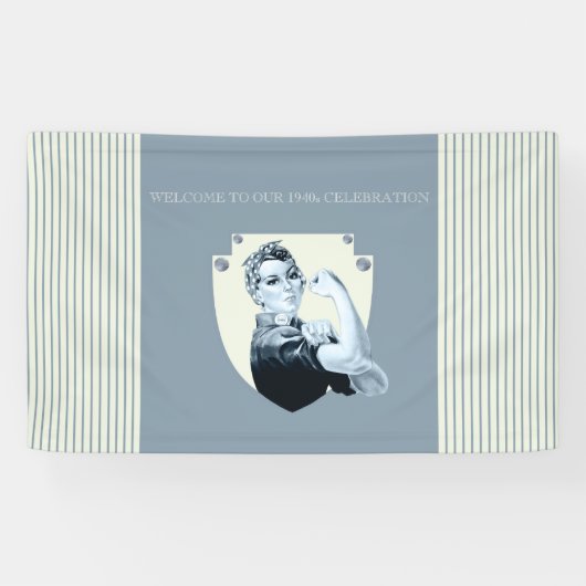  patriottische vrouw retro uit 1940 spandoek (Horizontaal)