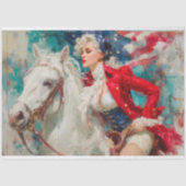 Patriottische vrouw te paard met vlag ontkoppeling tissuepapier (Voorkant)