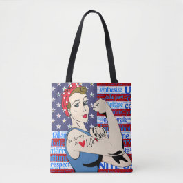 Patriottische vrouwen inspirerend tote bag