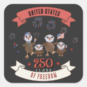 Patriottische VS 250 jaar Freedom Eagle-familie Vierkante Sticker (Voorkant)