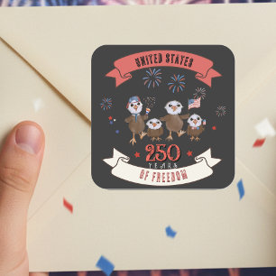 Patriottische VS 250 Jaar Vrijheid  Adelaar Famili Vierkante Sticker