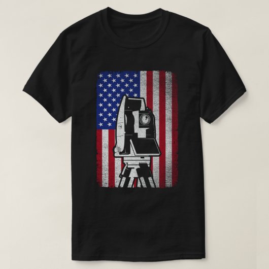 Patriottische VS Amerikaanse vlaglandmeter T-shirt (Design voorkant)