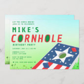 Patriottische VS Bean Bag Sack Toss Cornhole Party Kaart (Voorkant / Achterkant)