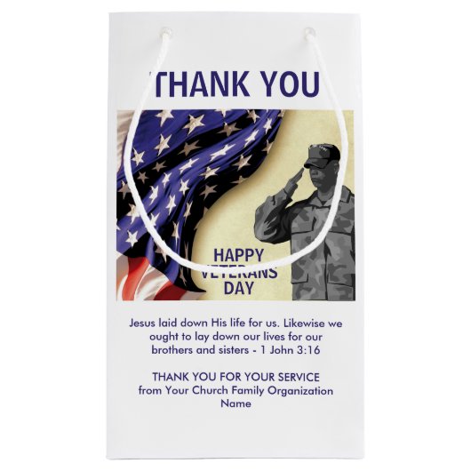 Patriottische VS Dank u wel VETERANDAG Klein Cadeauzakje (Achterkant)