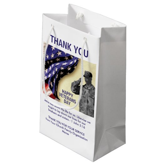 Patriottische VS Dank u wel VETERANDAG Klein Cadeauzakje (Achterkant Gekanteld)