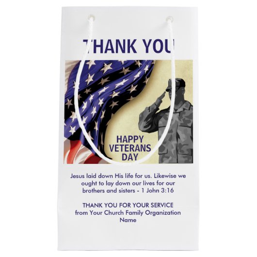 Patriottische VS Dank u wel VETERANDAG Klein Cadeauzakje (Voorkant)