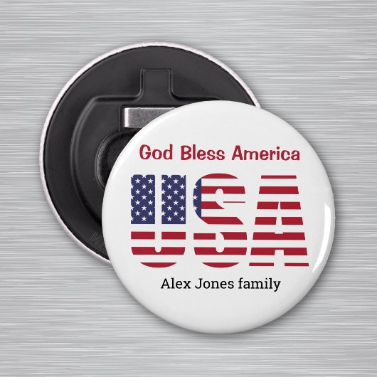 Patriottische VS God Bless America 2.25-in magneti Button Flesopener