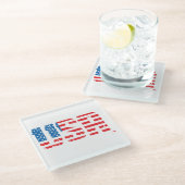 Patriottische VS in rood, wit en blauw Glazen Onderzetter (Schuin)