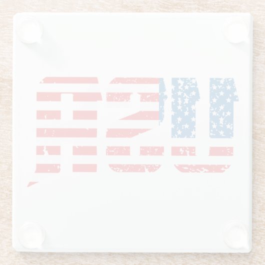 Patriottische VS in rood, wit en blauw Glazen Onderzetter (Achterkant)