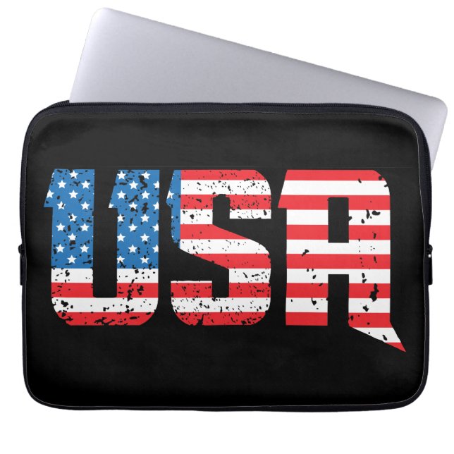 Patriottische VS in rood, wit en blauw Laptop Sleeve (Voorkant)
