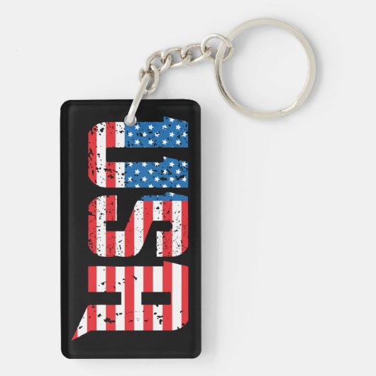 Patriottische VS in rood, wit en blauw Sleutelhanger (achterkant)