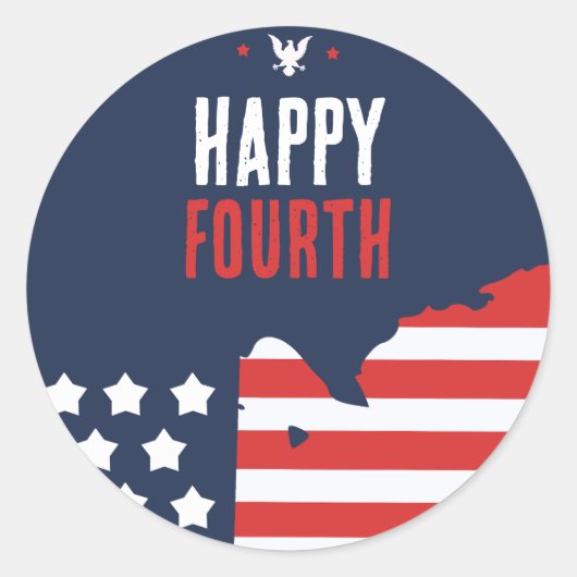 Patriottische VS-kaart 4 juli Ronde Sticker (Voorkant)
