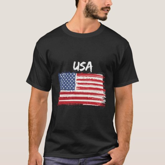 Patriottische VS met Amerikaanse vlag van de Veren T-shirt (Voorkant)