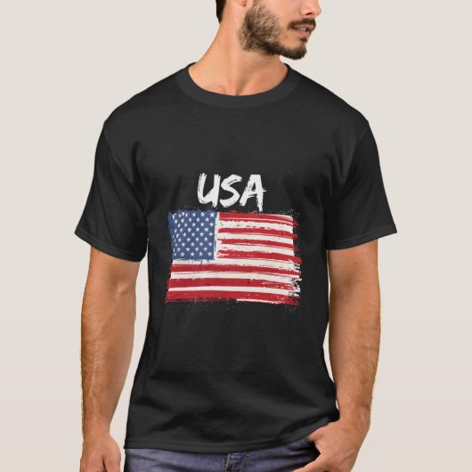 Patriottische VS met Amerikaanse vlag van de Veren T-shirt (Voorkant)
