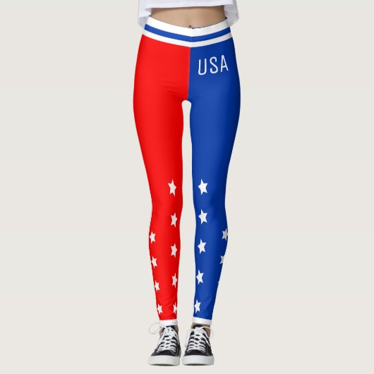 Patriottische VS Stars Red White en Blue Leggings (Voorkant)