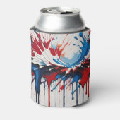 Patriottische VS Verf Splatter in Rood Wit en Blau Blikjeskoeler (Blikje Achterkant)