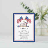Patriottische VS Vlag 4 juli Uitnodiging Briefkaart (Staand voorkant)
