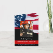 Patriottische VS vlag brandweerman Memorial begraf Bedankkaart (Voorkant)