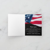 Patriottische VS vlag brandweerman Memorial begraf Bedankkaart (Binnen)