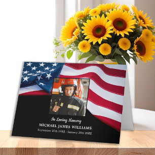 Patriottische VS vlag brandweerman Memorial begraf Bedankkaart