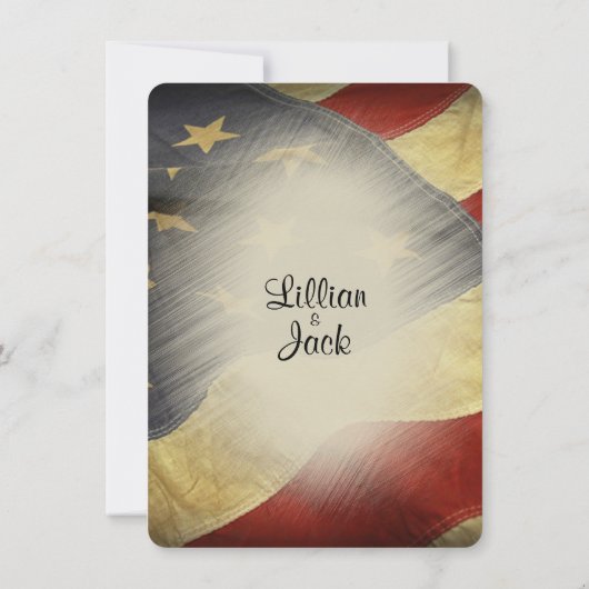 Patriottische VS vlag bruiloft uitnodigingen (Achterkant)