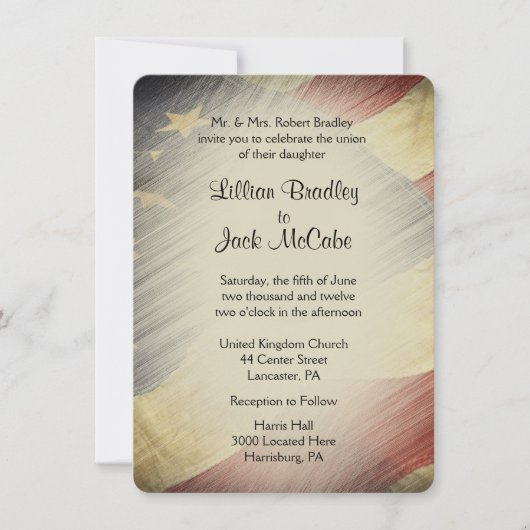 Patriottische VS vlag bruiloft uitnodigingen (Voorkant)