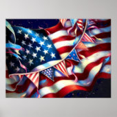 Patriottische VS vlag Bunting Hard Pastel Poster (Voorkant)