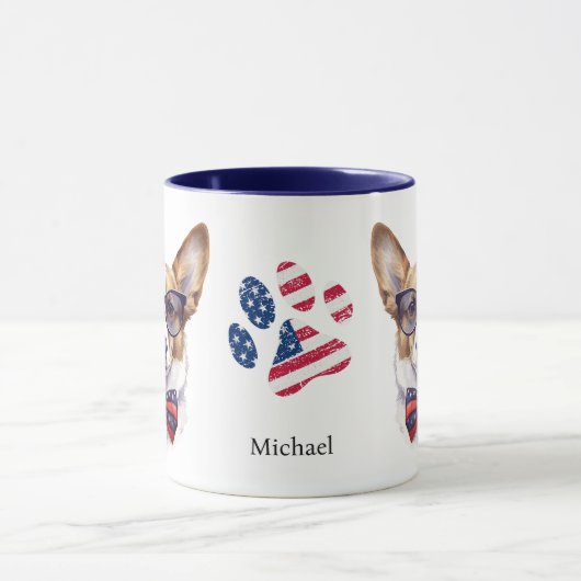 Patriottische VS vlag Corgi hond Mok (Midden)