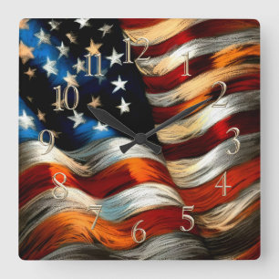Patriottische VS Vlag Harde pastel Vierkante Klok