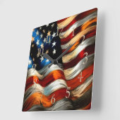 Patriottische VS Vlag Harde pastel Vierkante Klok (Hoek)