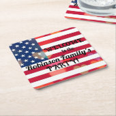 Patriottische VS Vlag harten met kalligrafie tekst Kartonnen Onderzetters (Schuin)