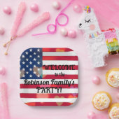 Patriottische VS Vlag harten met kalligrafie tekst Papieren Bordje (Feest)