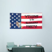 Patriottische VS Vlag harten met kalligrafie tekst Spandoek (Beurs)