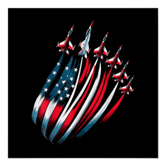 Patriottische VS Vlag Jets Boys 4 juli Perfect Poster (Voorkant)