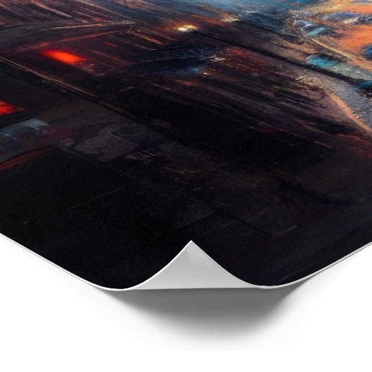 Patriottische VS vlag over City Scene Amerika Poster (Hoek)