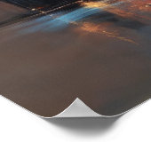 Patriottische VS Vlag Over City Skyline Amerika Poster (Hoek)