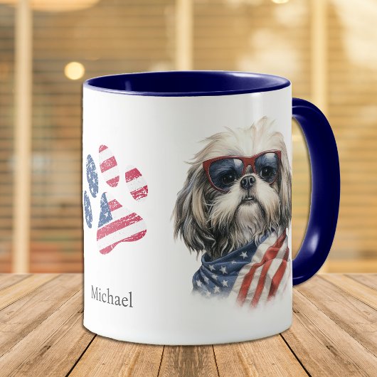 Patriottische VS vlag Shih Tzu hond Mok