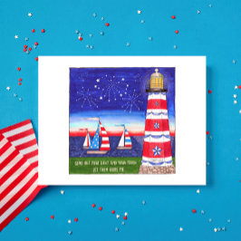 Patriottische vuurtoren en zeilboten Inspirerend Briefkaart