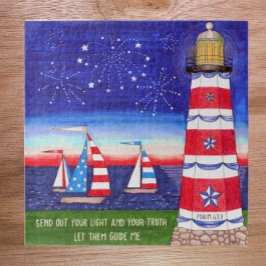 Patriottische vuurtoren en zeilboten Inspirerend Legpuzzel