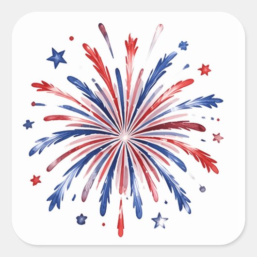 Patriottische vuurwerk vierkante sticker (Voorkant)