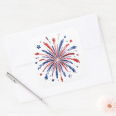 Patriottische vuurwerk vierkante sticker (Envelop)